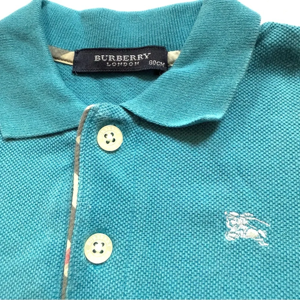 Burberry baby boy polo shirt short sleeve 12-18m blue nova check tops horse